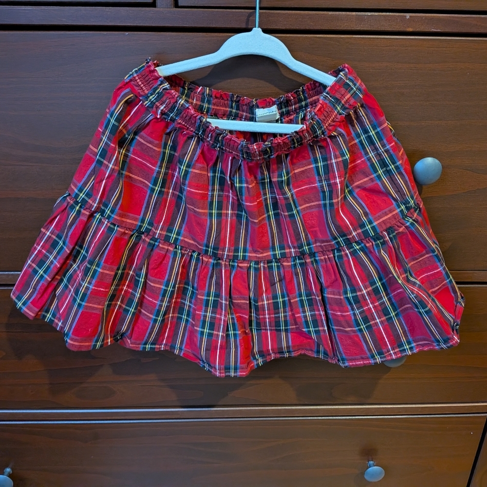 J Crew Red Tartan Skirt Girls Size 6-7 Holidays Christmas